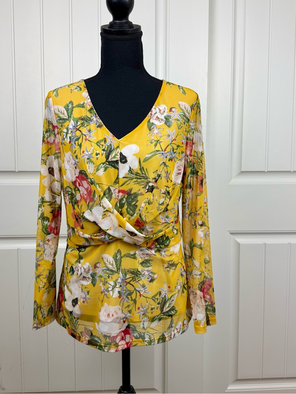 INC International Concepts NWT Regal Rose Surplice Wrapped V-Neck Blouse PL